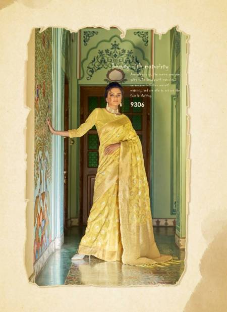 Yellow Colour Rajpath Aksaya Fancy Festive Wear Designer Latest Saree Collection 9306
